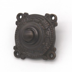 cloche Wilhelminian en laiton surface antique | plaque de cloche avec bouton de cloche| cloche antique A9711